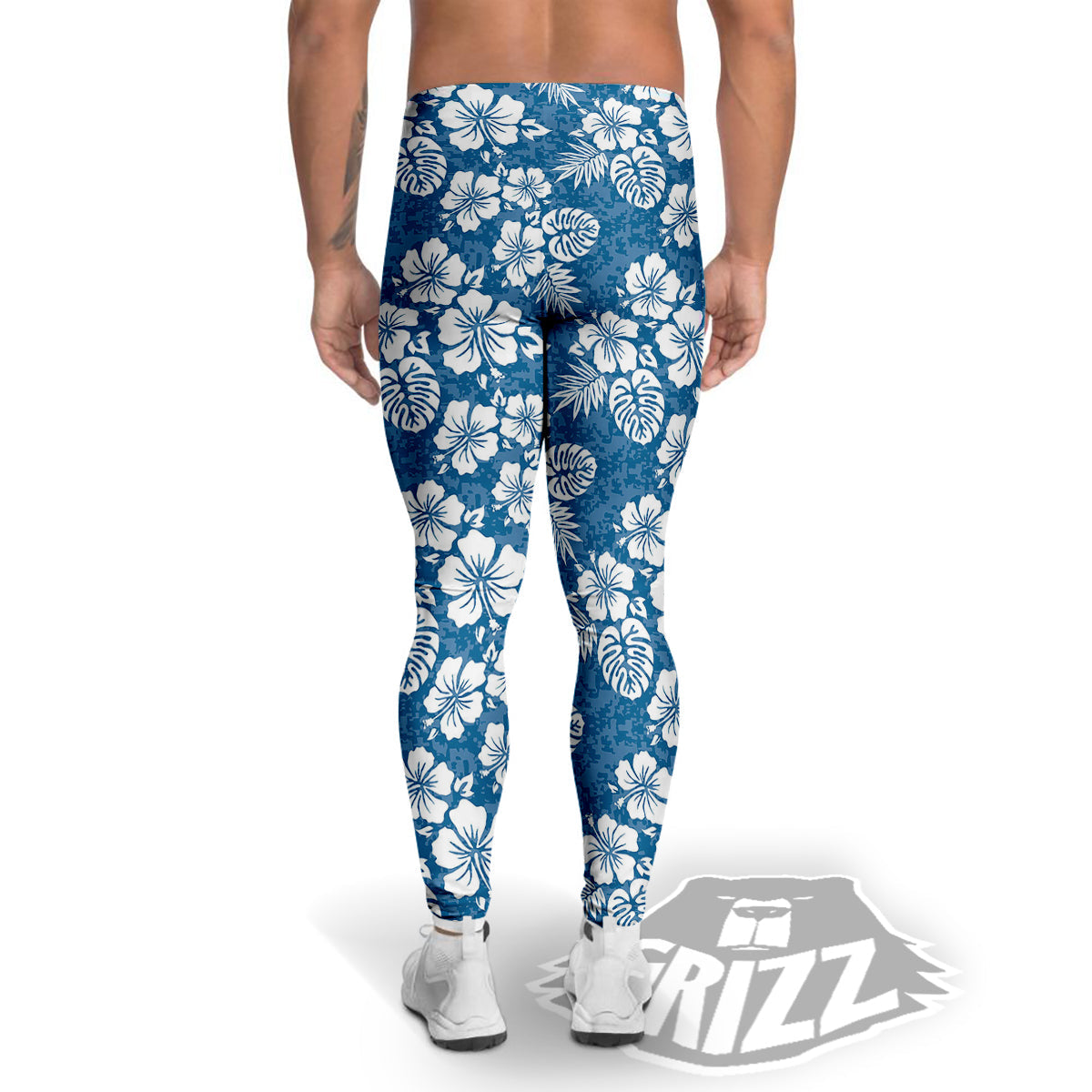 Camo Flower Aloha Hawaiian Print Pattern Men's Leggings-grizzshop
