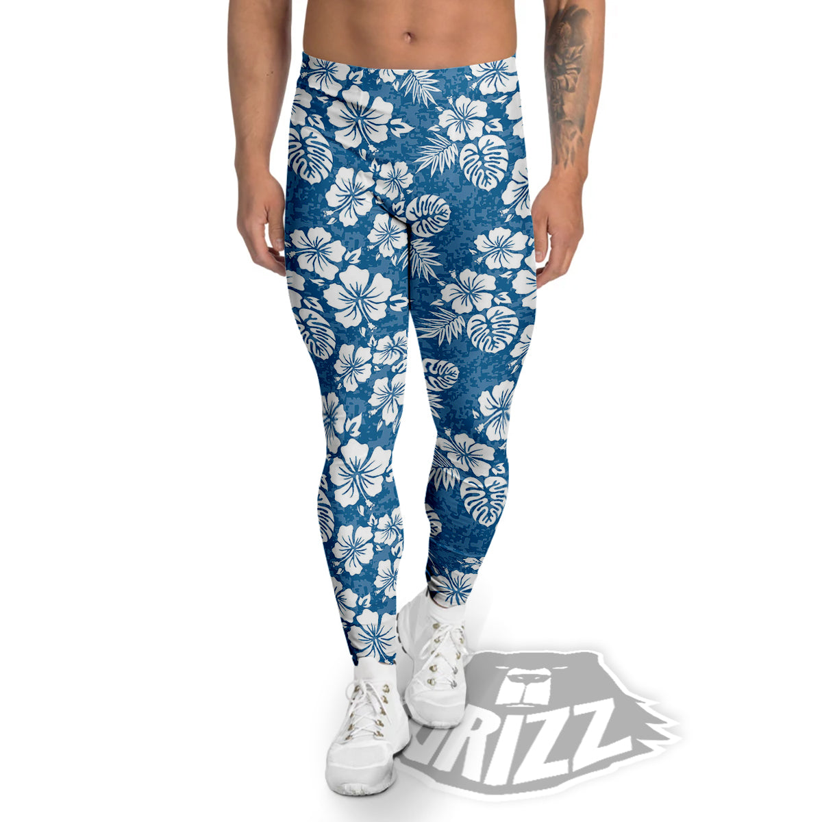 Camo Flower Aloha Hawaiian Print Pattern Men's Leggings-grizzshop