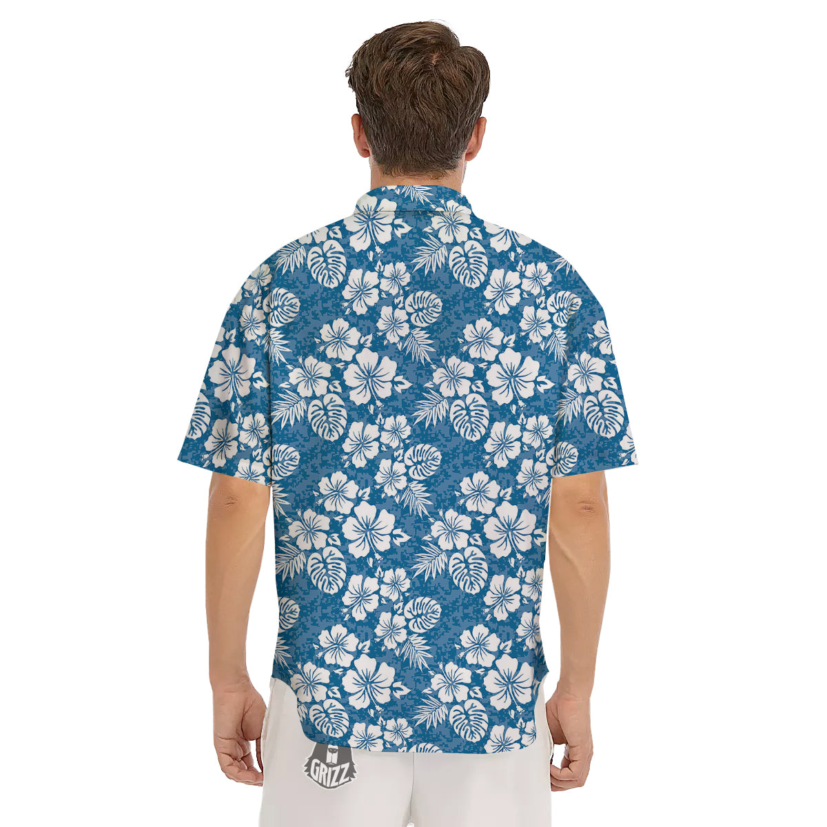 Camo Flower Aloha Hawaiian Print Pattern Men's Short Sleeve Shirts-grizzshop