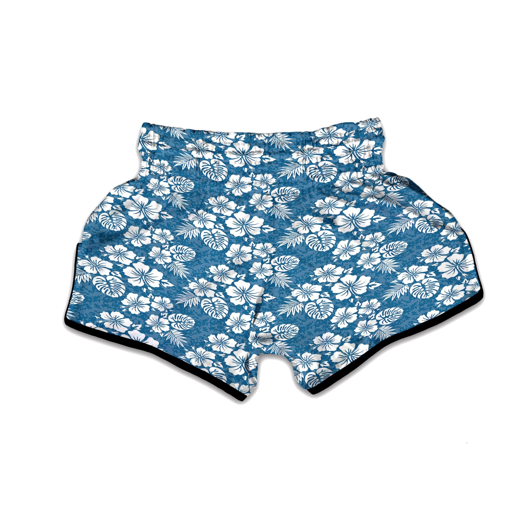 Camo Flower Aloha Hawaiian Print Pattern Muay Thai Boxing Shorts-grizzshop