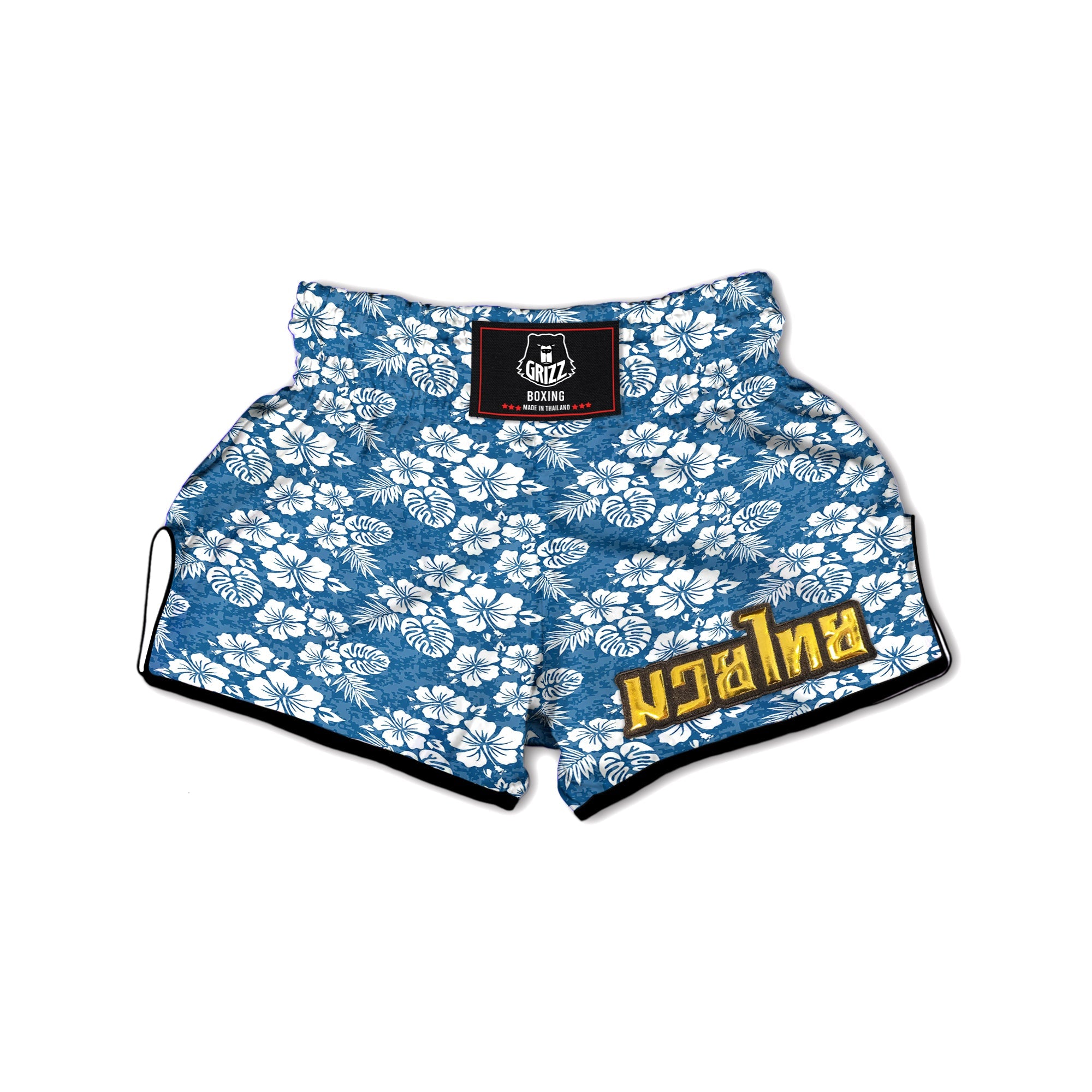 Camo Flower Aloha Hawaiian Print Pattern Muay Thai Boxing Shorts-grizzshop