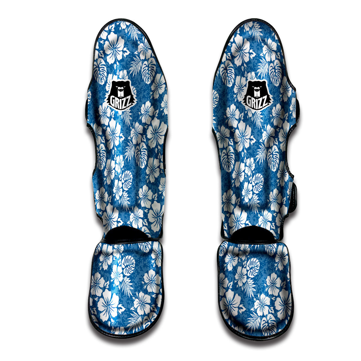 Camo Flower Aloha Hawaiian Print Pattern Muay Thai Shin Guards-grizzshop