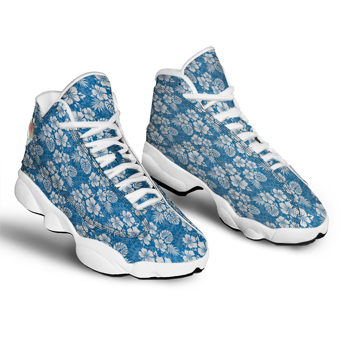 Camo Flower Aloha Hawaiian Print Pattern White Basketball Shoes-grizzshop