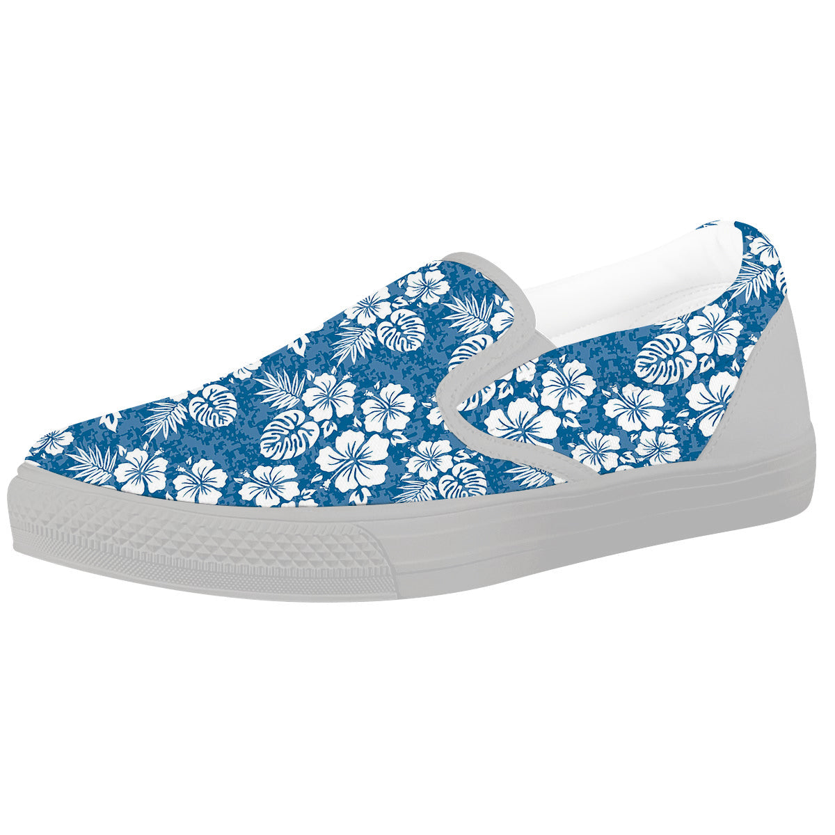 Camo Flower Aloha Hawaiian Print Pattern White Slip On Shoes-grizzshop