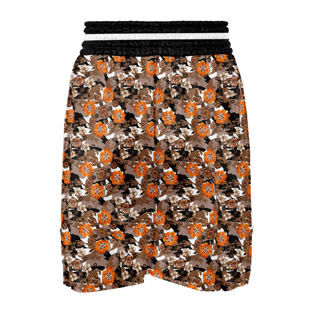 Camo Flower Brown Hawaiian Print Pattern Boxing Shorts-grizzshop