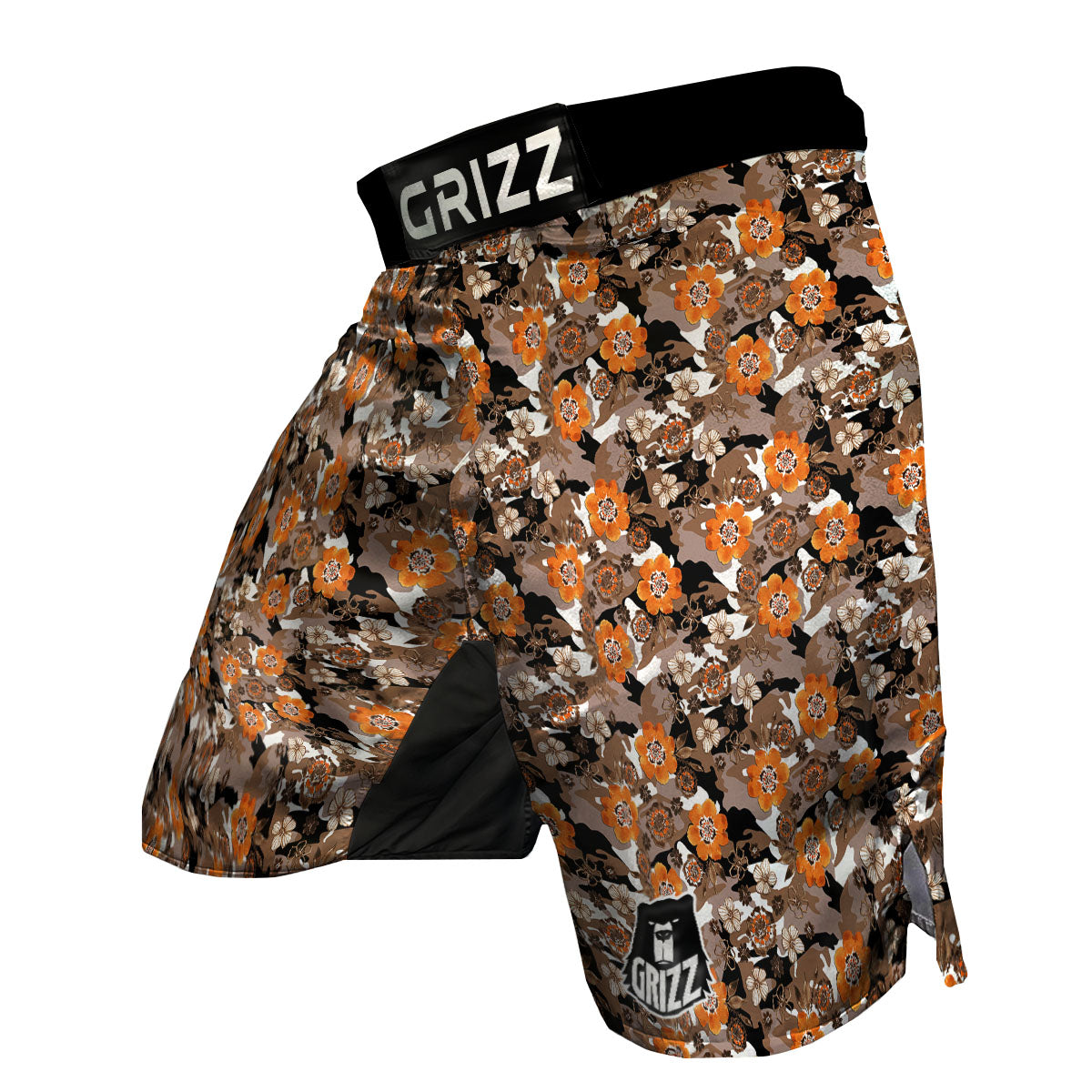 Camo Flower Brown Hawaiian Print Pattern MMA Shorts-grizzshop
