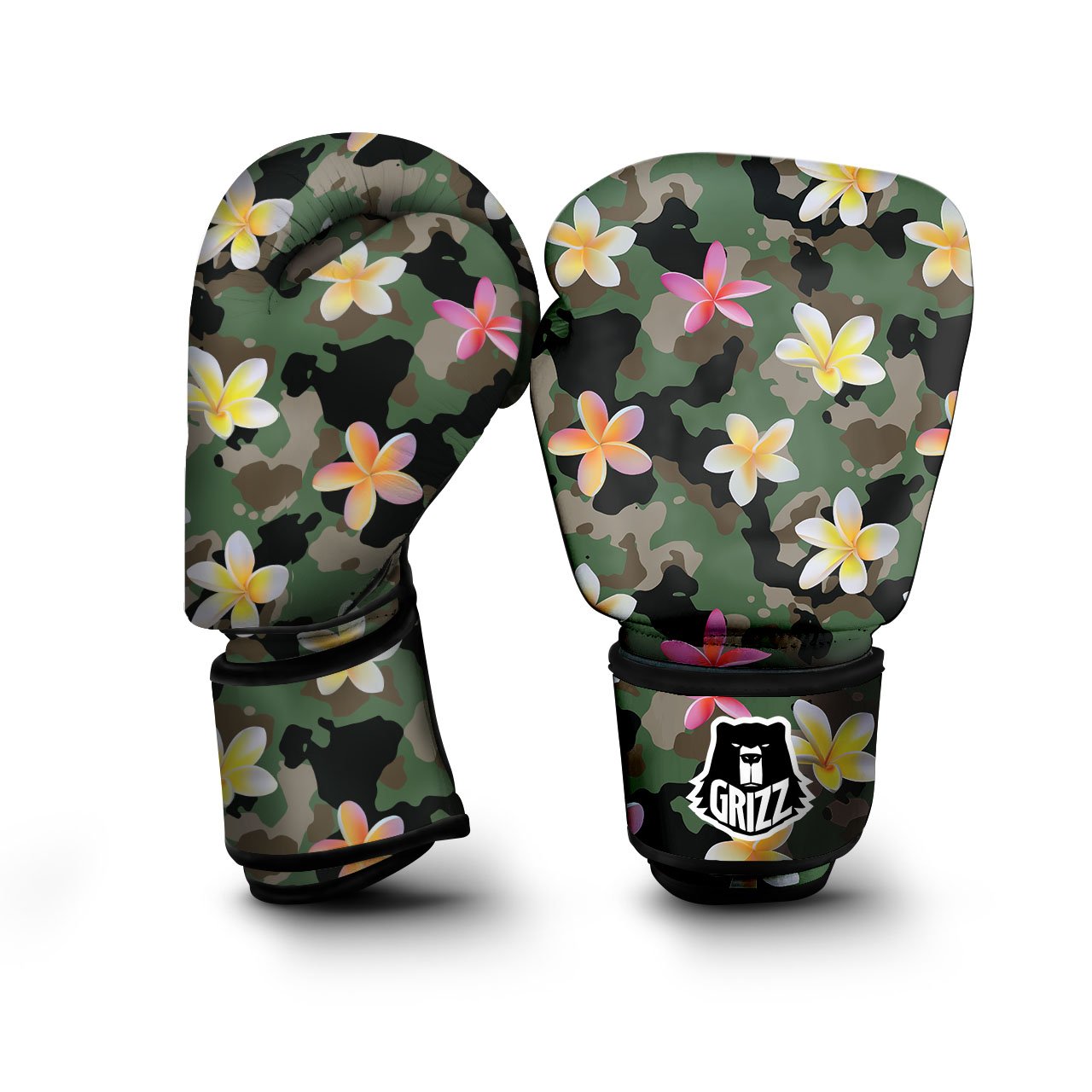 Camo Flower Military Green Print Pattern Boxing Gloves-grizzshop