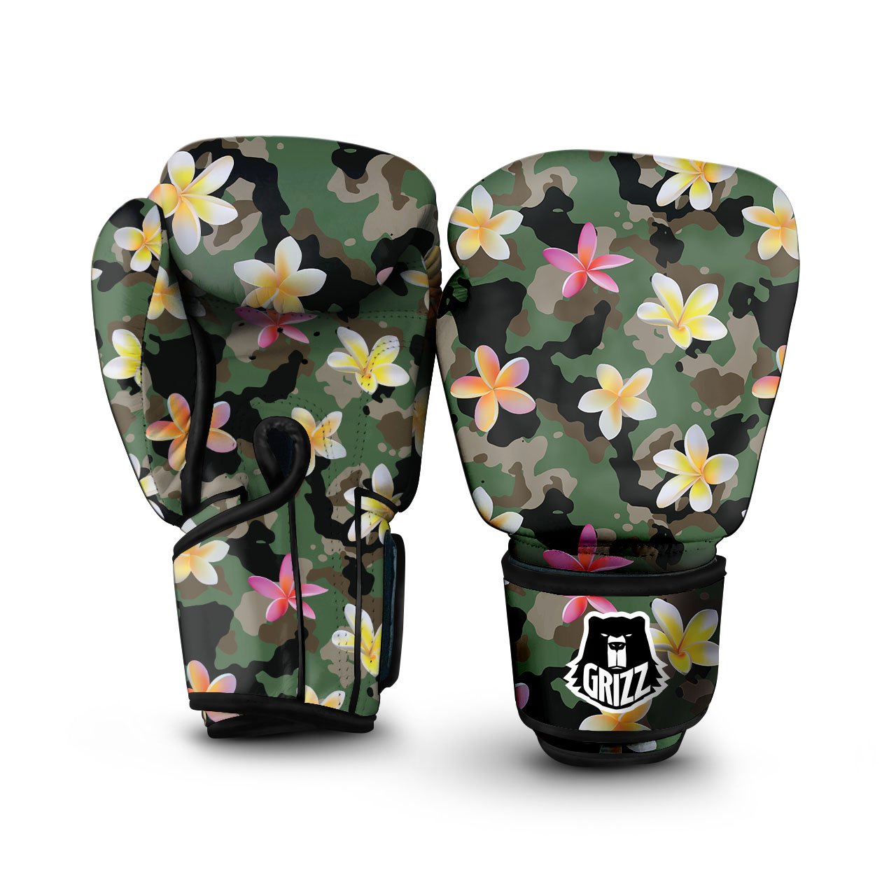 Camo Flower Military Green Print Pattern Boxing Gloves-grizzshop