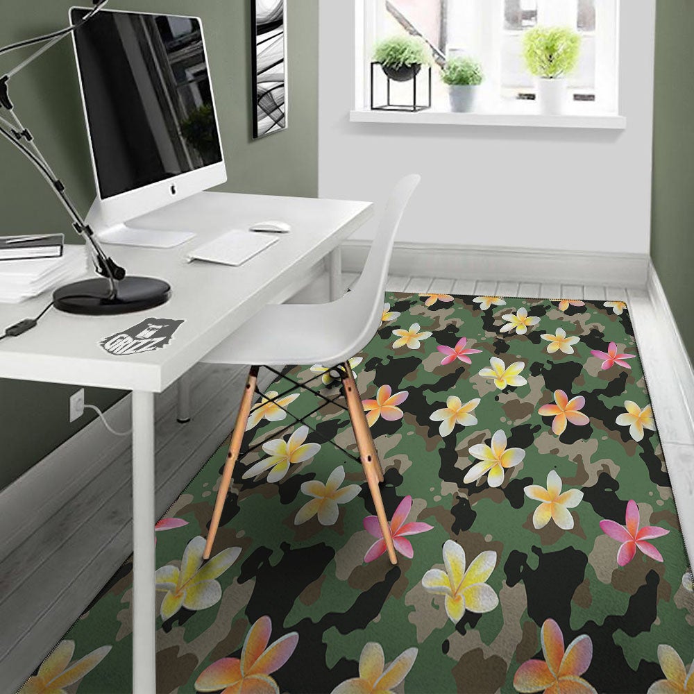 Camo Flower Military Green Print Pattern Floor Mat-grizzshop