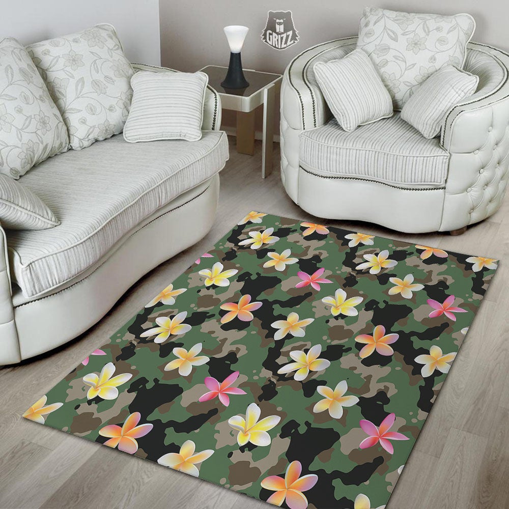 Camo Flower Military Green Print Pattern Floor Mat-grizzshop