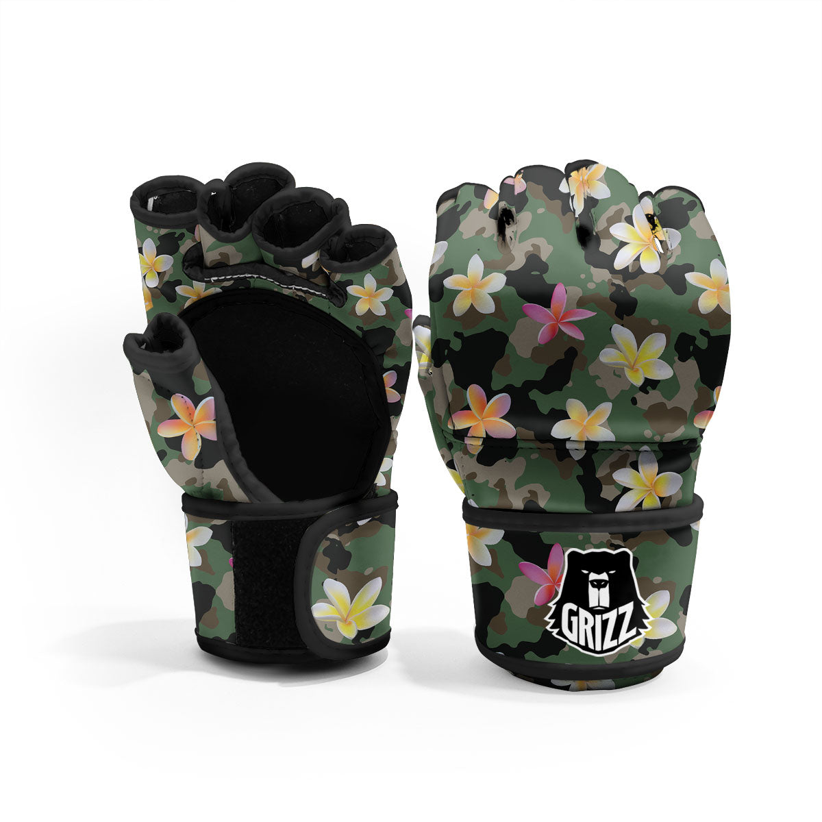 Camo Flower Military Green Print Pattern MMA Gloves-grizzshop