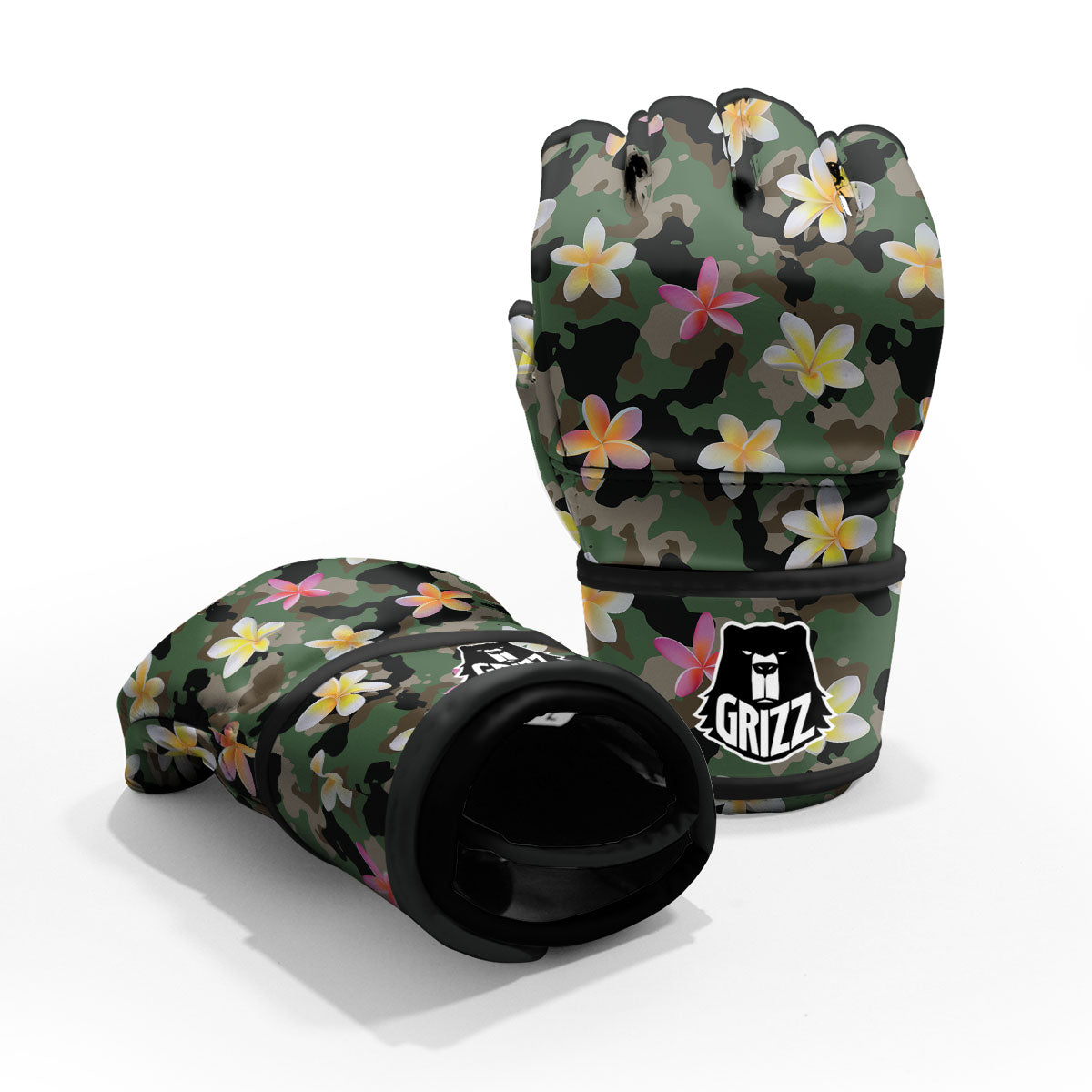 Camo Flower Military Green Print Pattern MMA Gloves-grizzshop