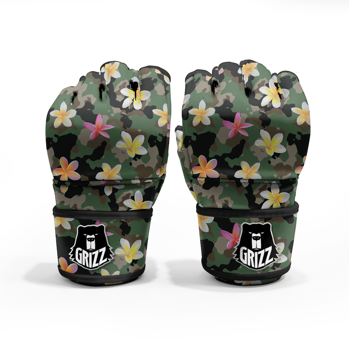Camo Flower Military Green Print Pattern MMA Gloves-grizzshop