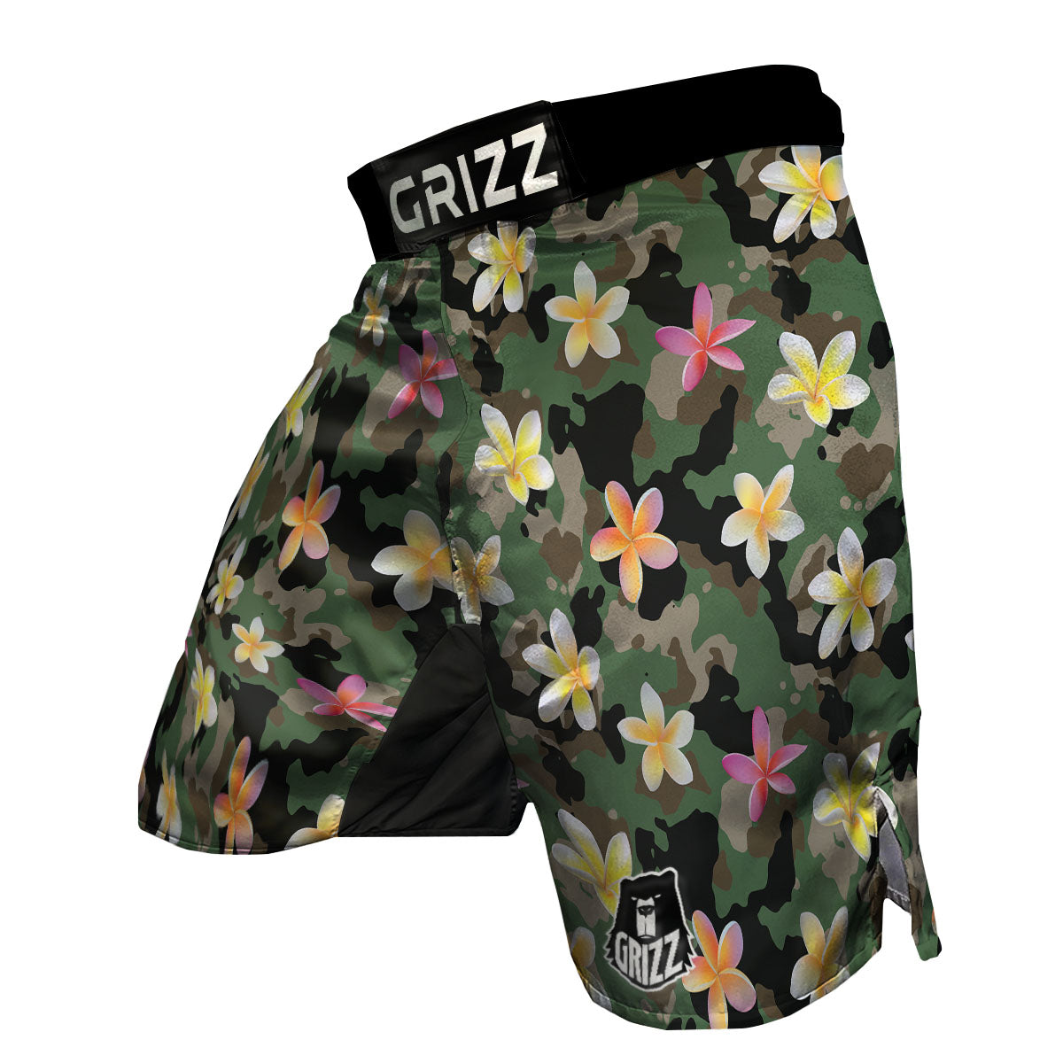 Camo Flower Military Green Print Pattern MMA Shorts-grizzshop