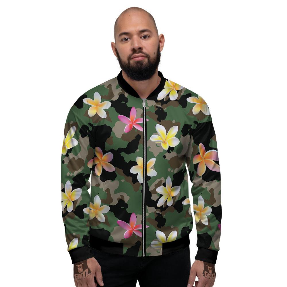 Camo Flower Military Green Print Pattern Men's Bomber Jacket-grizzshop