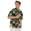 Camo Flower Military Green Print Pattern Men's Short Sleeve Shirts-grizzshop