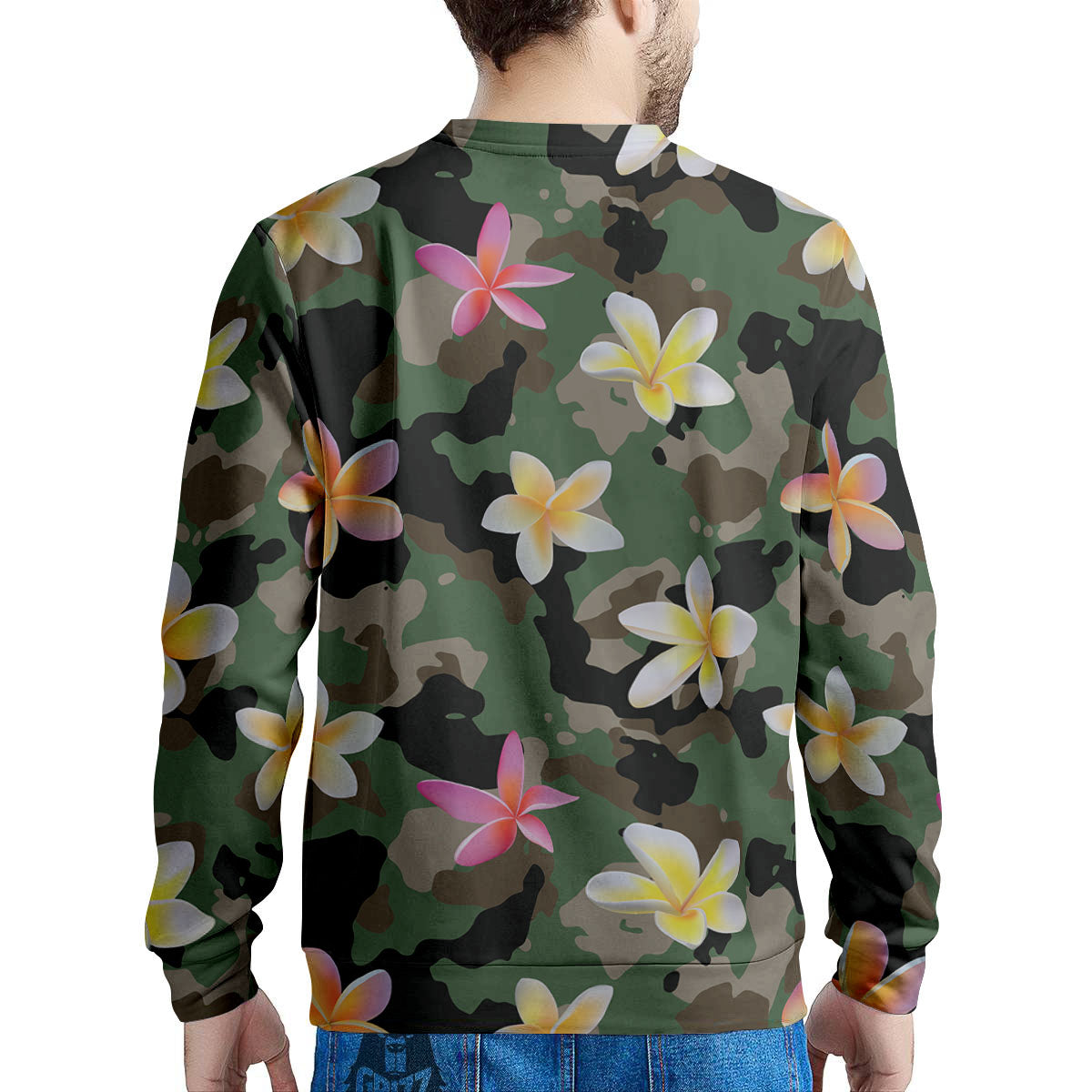 Camo Flower Military Green Print Pattern Men's Sweatshirt-grizzshop