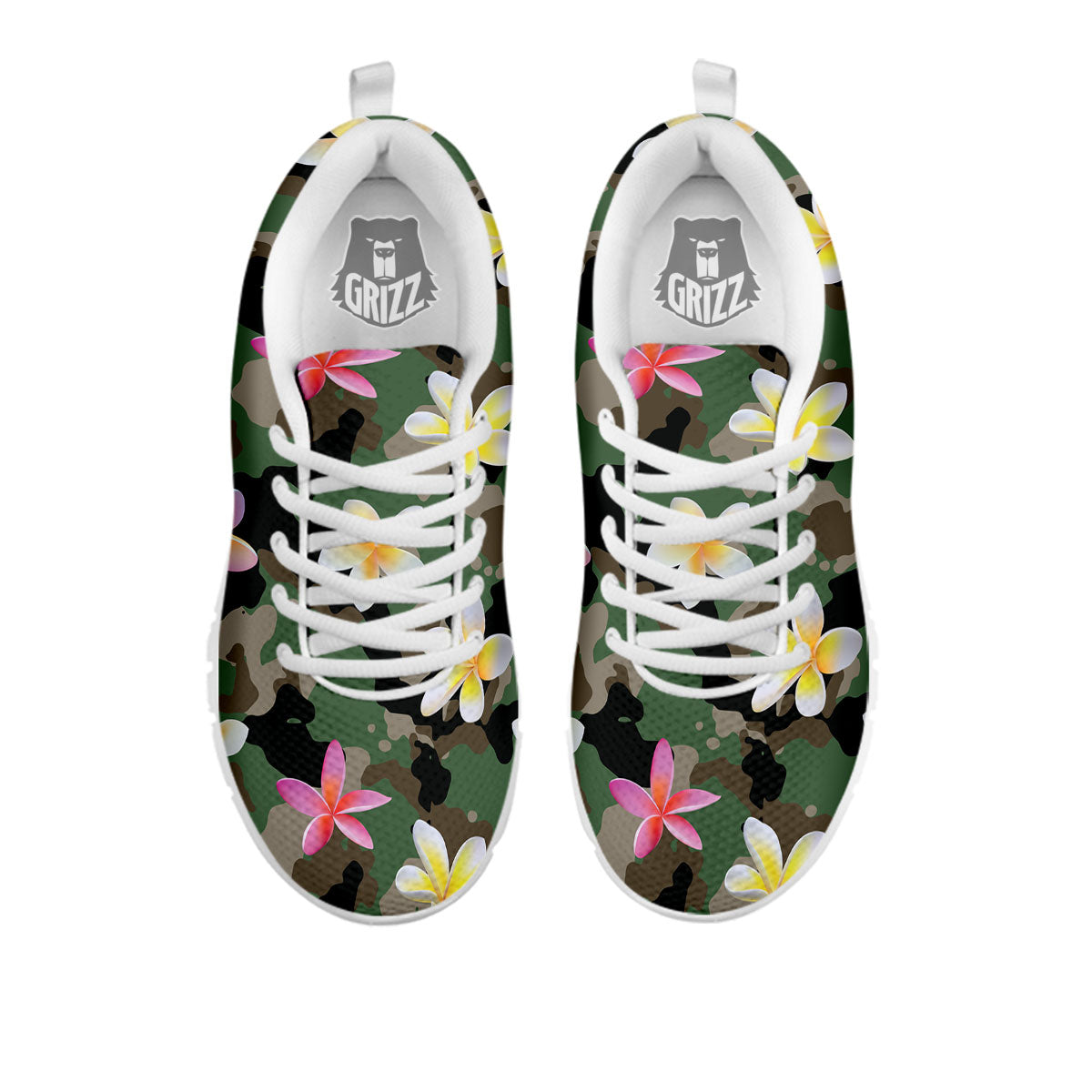 Camo Flower Military Green Print Pattern White Sneaker-grizzshop