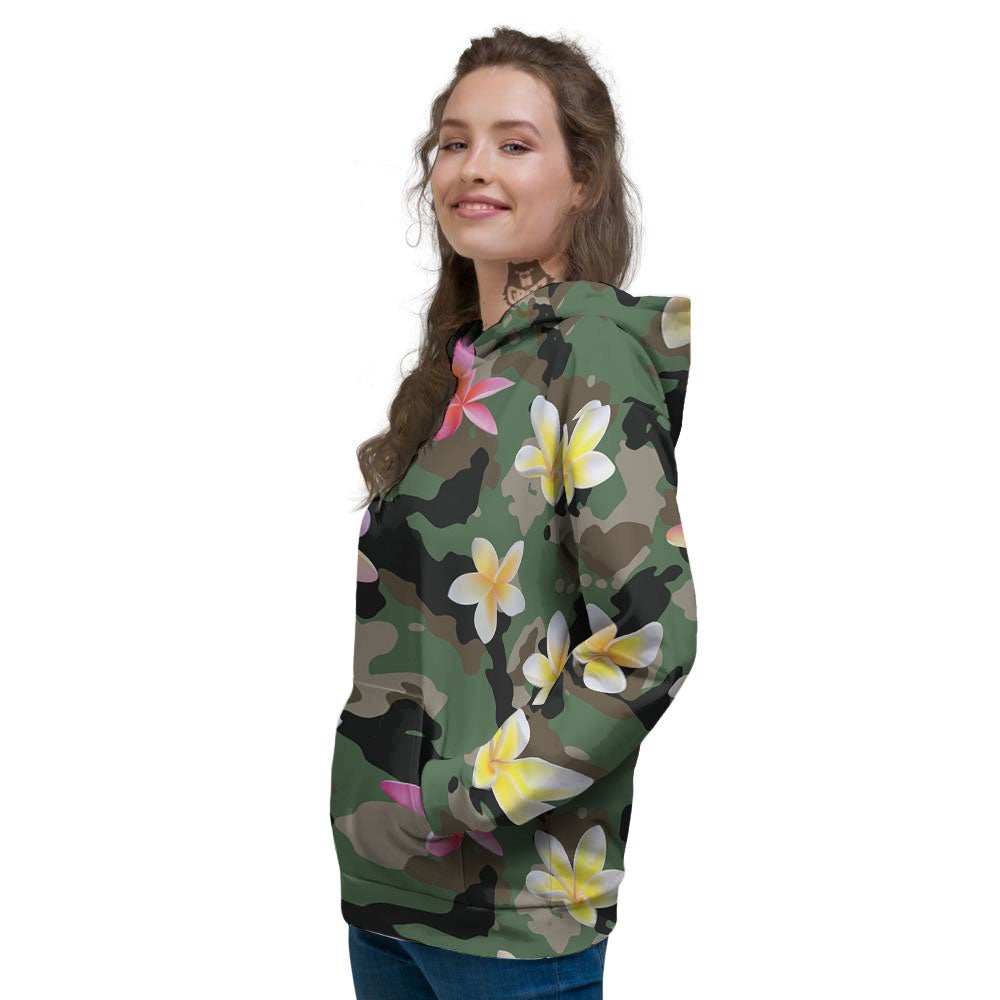 Camo Flower Military Green Print Pattern Women's Hoodie-grizzshop