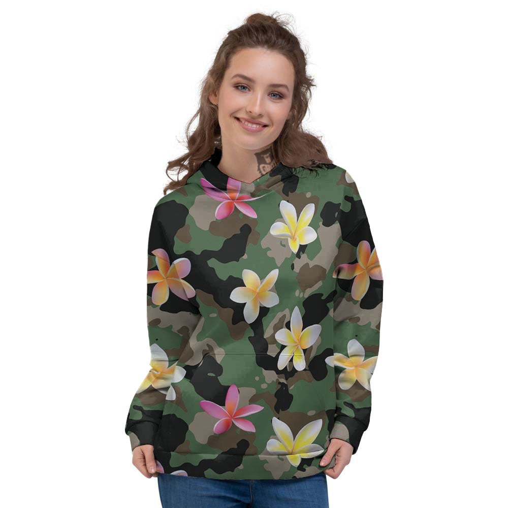 Camo Flower Military Green Print Pattern Women's Hoodie-grizzshop