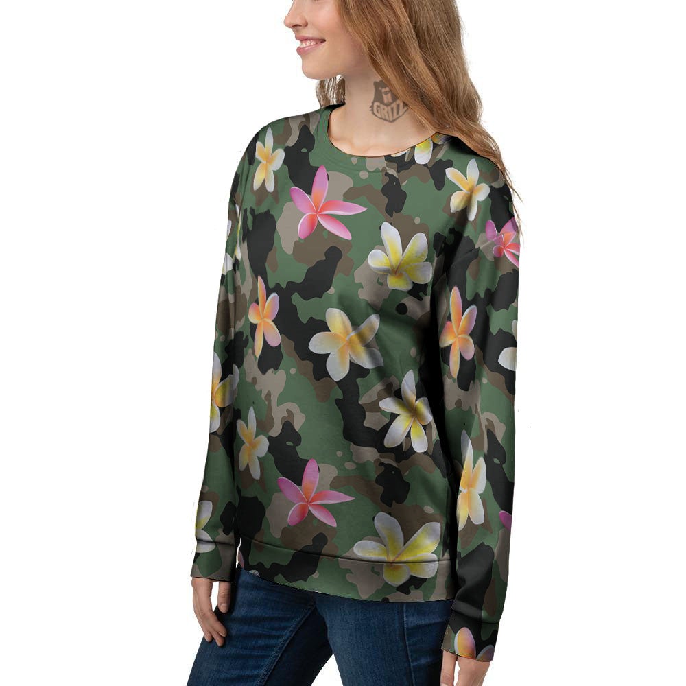 Camo Flower Military Green Print Pattern Women's Sweatshirt-grizzshop