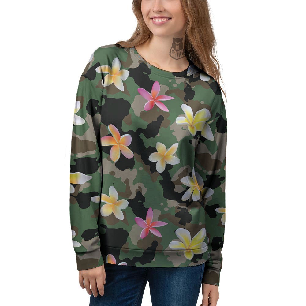 Camo Flower Military Green Print Pattern Women's Sweatshirt-grizzshop