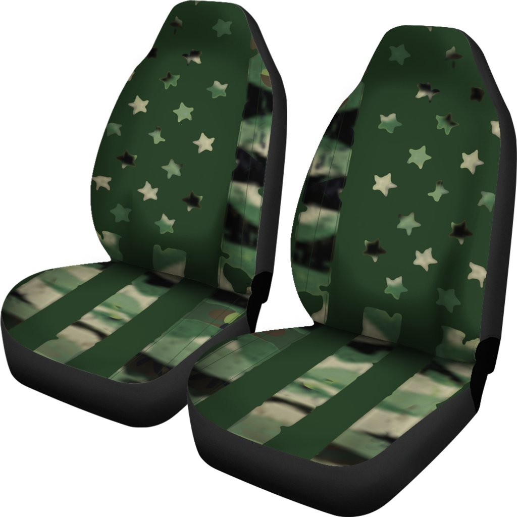 Camo Green American Flag Universal Fit Car Seat Covers-grizzshop