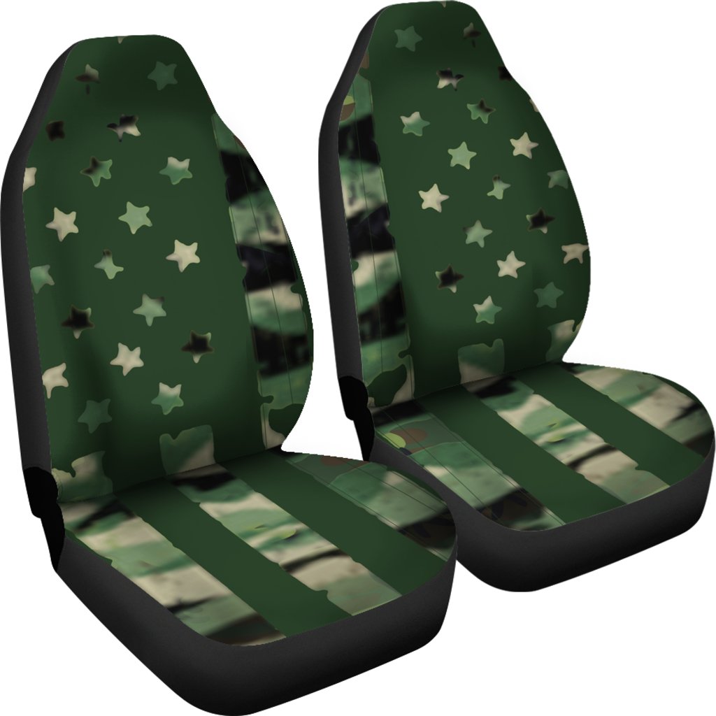 Camo Green American Flag Universal Fit Car Seat Covers-grizzshop