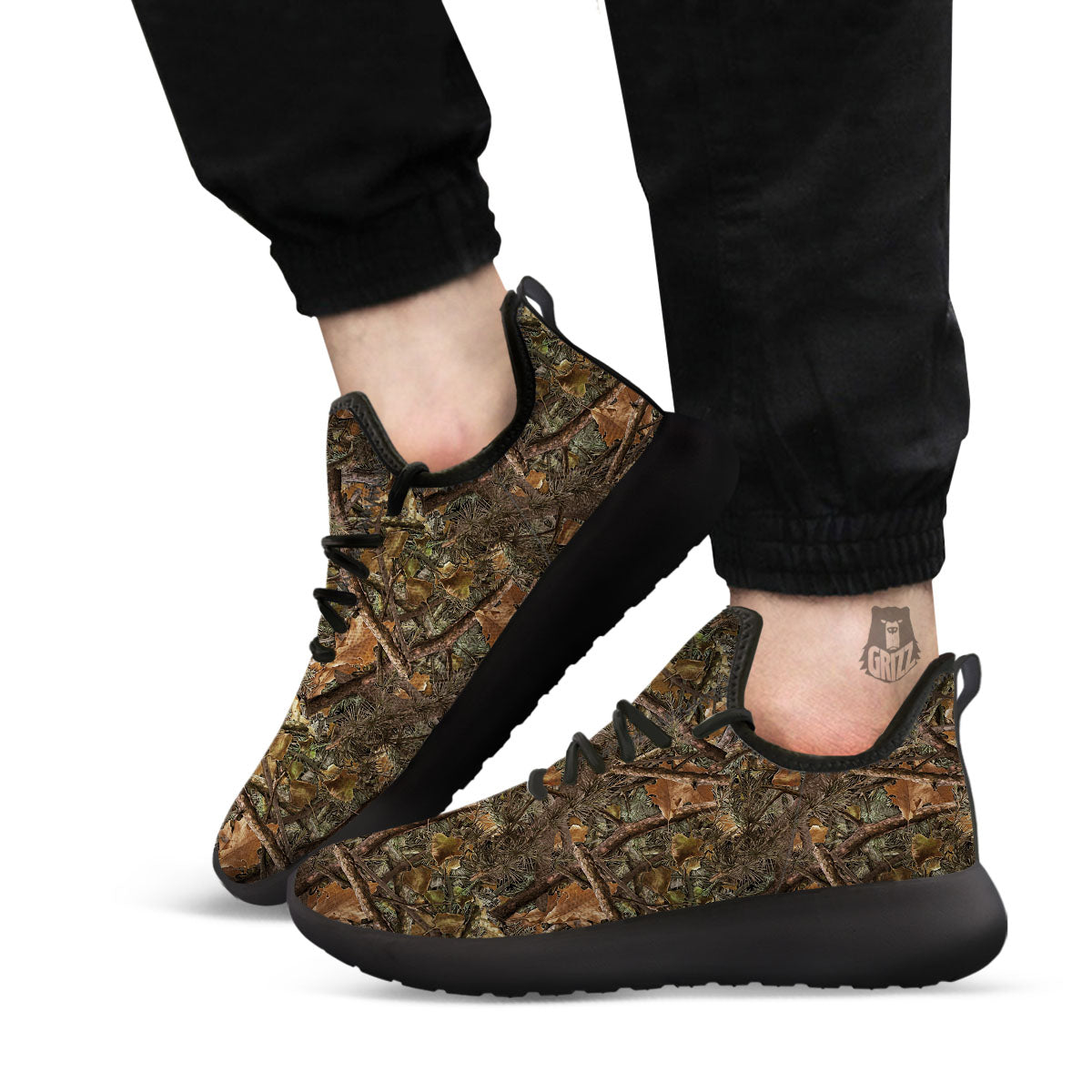 Camo Hunting Print Pattern Black Athletic Shoes-grizzshop