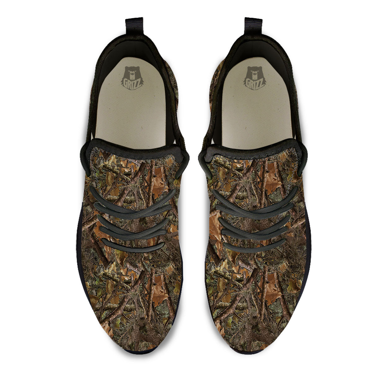 Camo Hunting Print Pattern Black Athletic Shoes-grizzshop