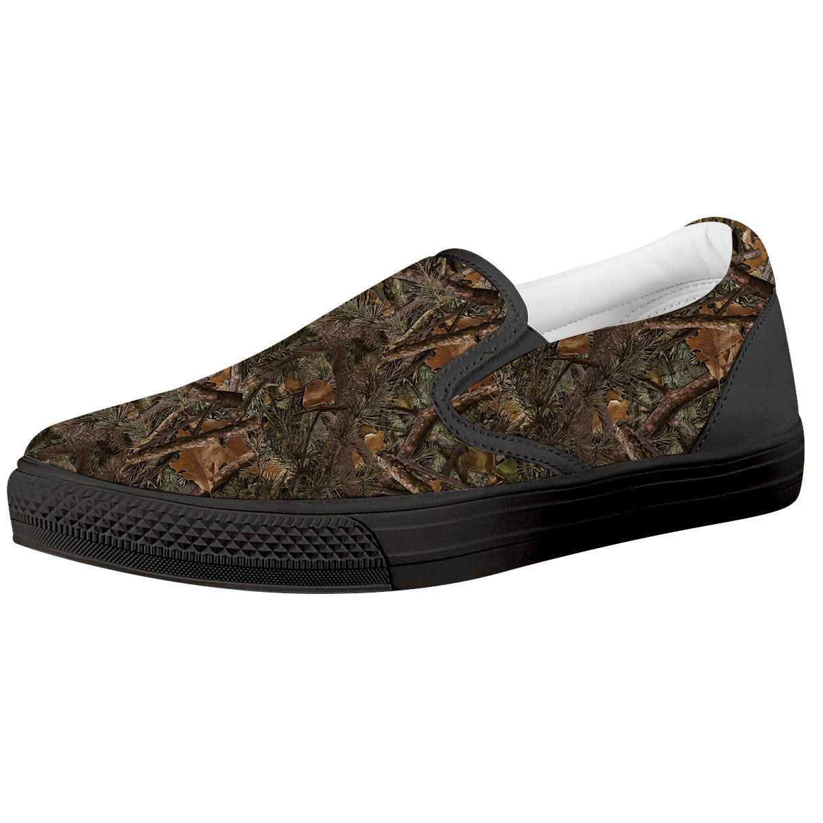 Camo Hunting Print Pattern Black Slip On Shoes-grizzshop