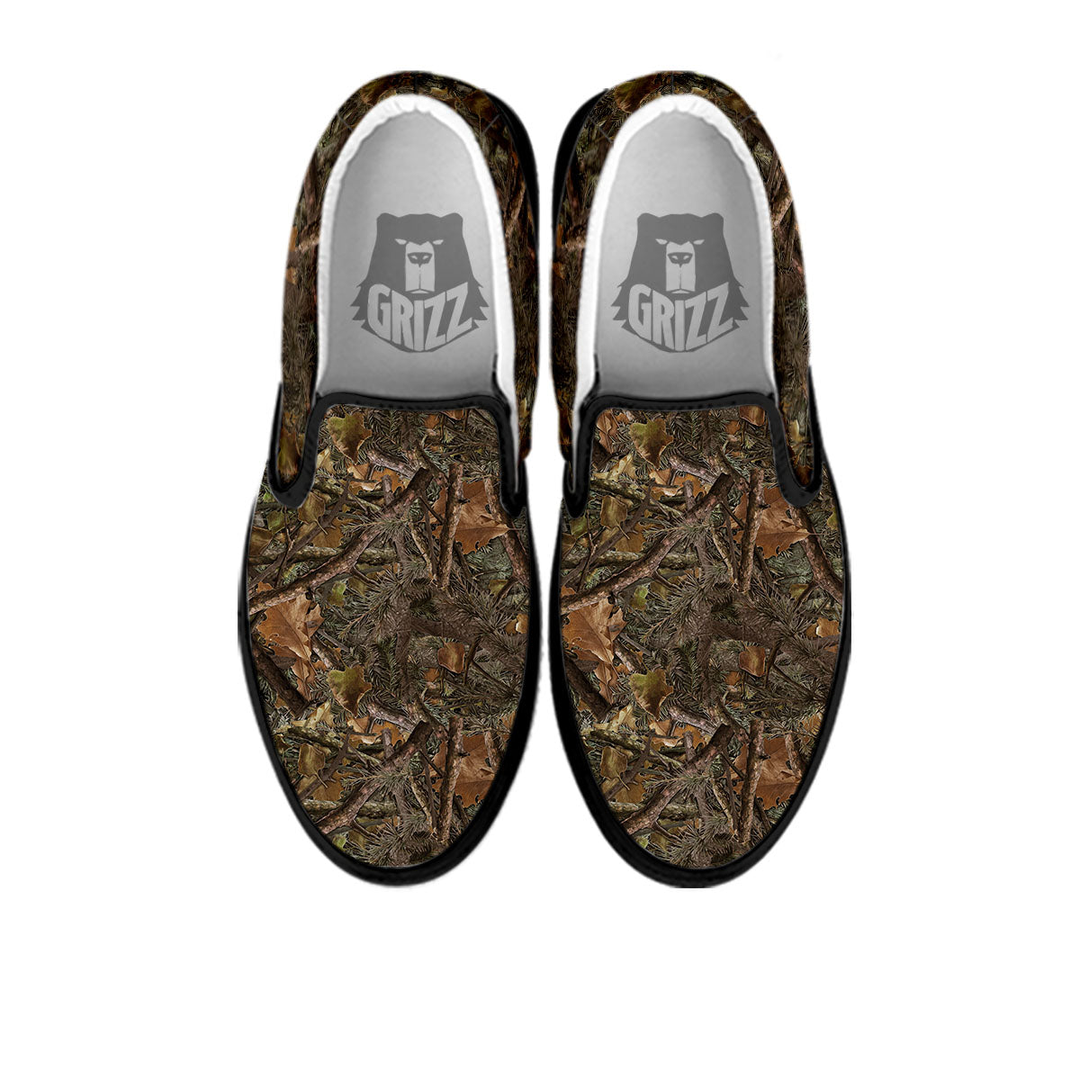 Camo Hunting Print Pattern Black Slip On Shoes-grizzshop