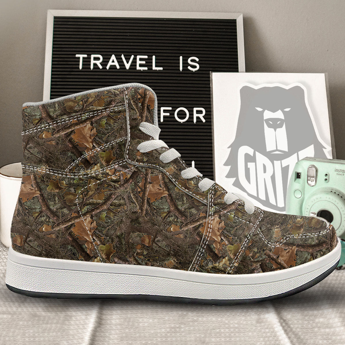 Camo Hunting Print Pattern High Top Sneakers-grizzshop
