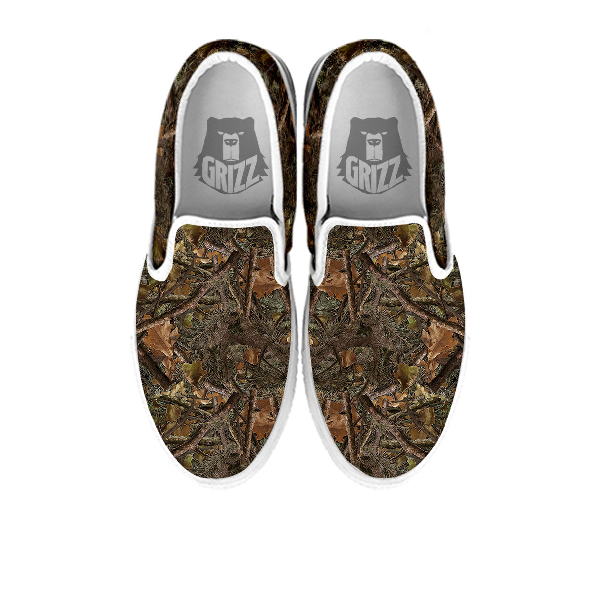 Camo Hunting Print Pattern White Slip On Shoes-grizzshop