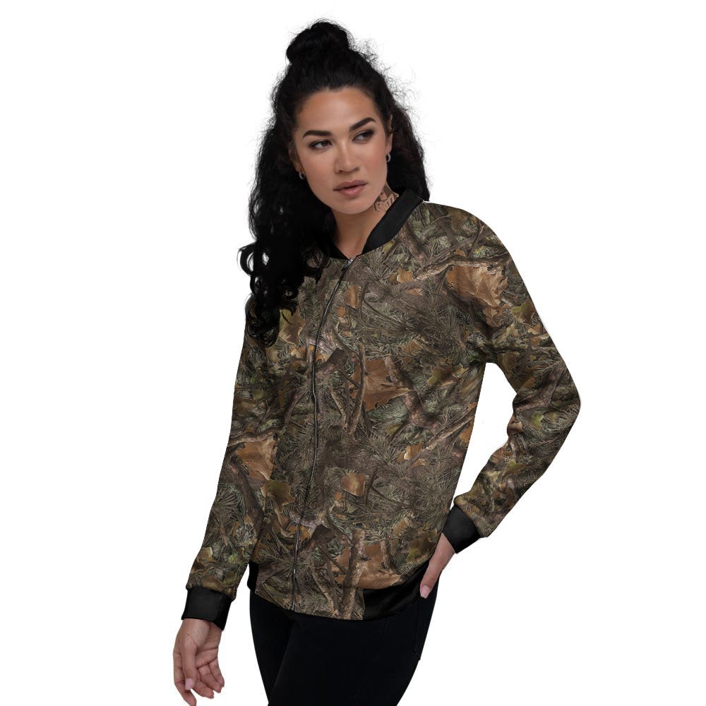 Camo Hunting Print Pattern Women's Bomber Jacket-grizzshop