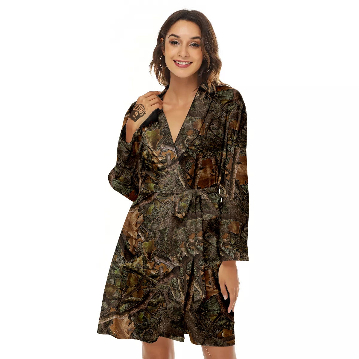 Camo Hunting Print Pattern Women's Robe-grizzshop