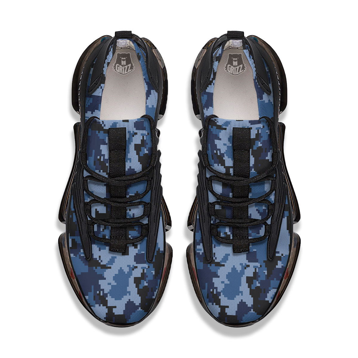 Camo Navy Digital Print Pattern Black Gym Shoes-grizzshop