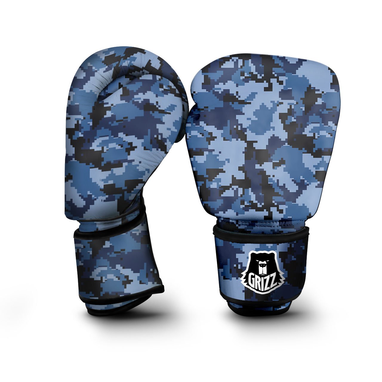 Camo Navy Digital Print Pattern Boxing Gloves-grizzshop