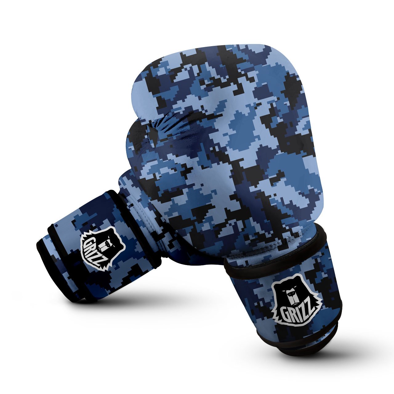 Camo Navy Digital Print Pattern Boxing Gloves-grizzshop