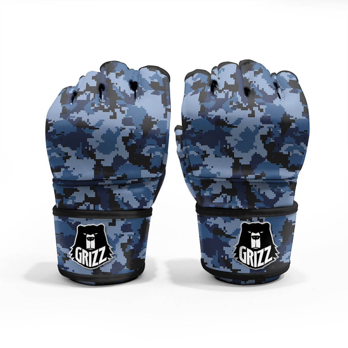 Camo Navy Digital Print Pattern MMA Gloves-grizzshop