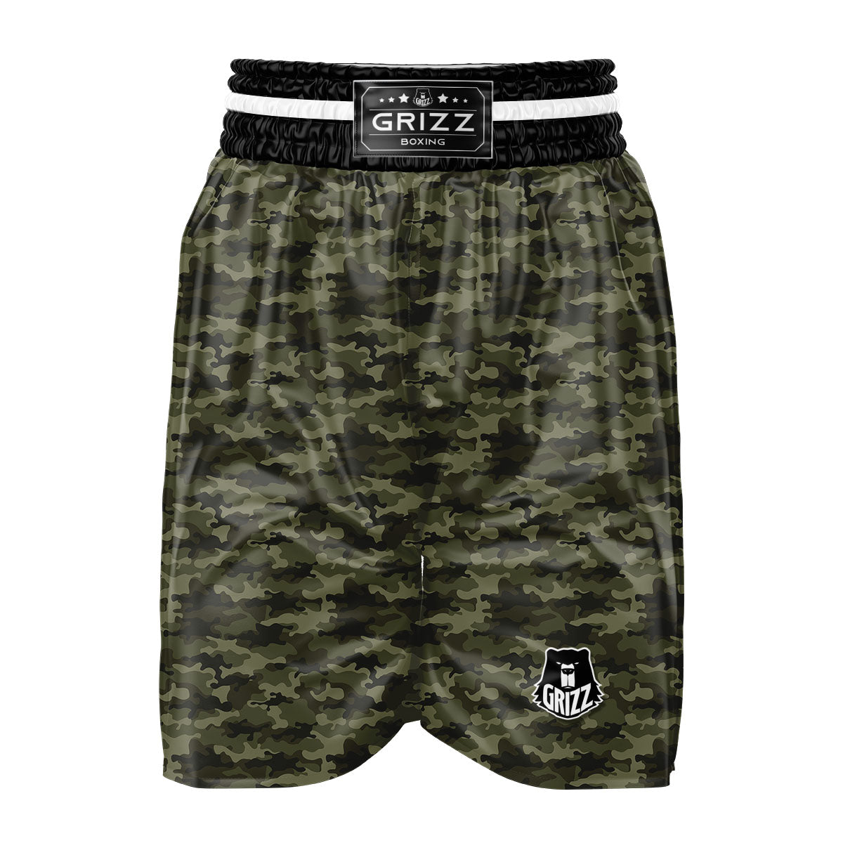 Camouflage Army Green Print Boxing Shorts-grizzshop