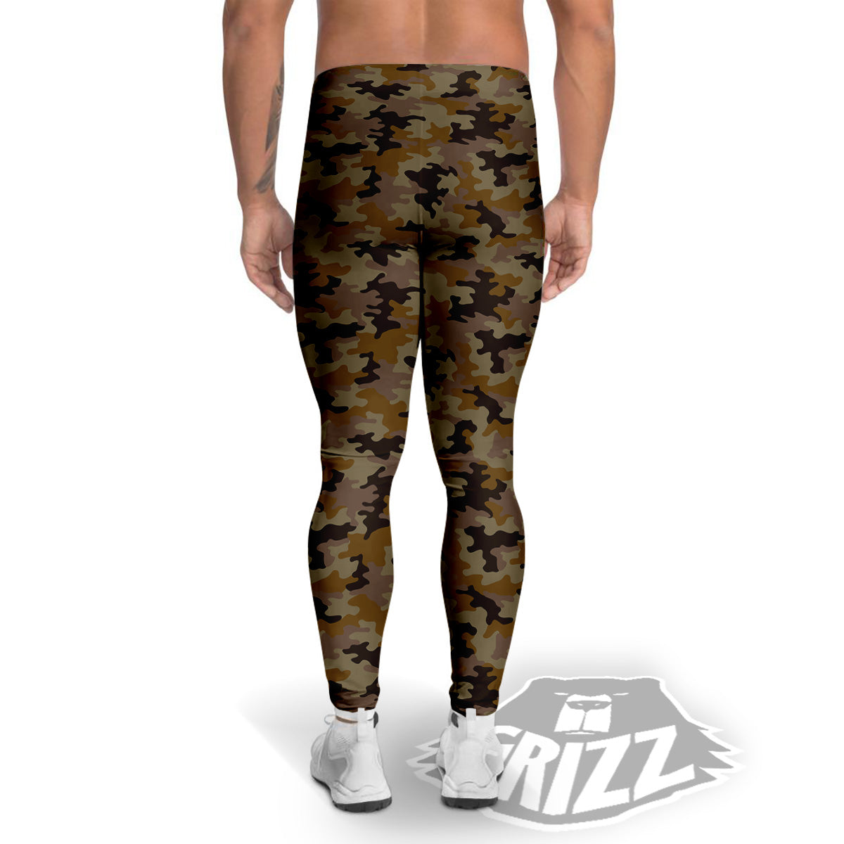 Camouflage Black And Brown Print Men's Leggings-grizzshop