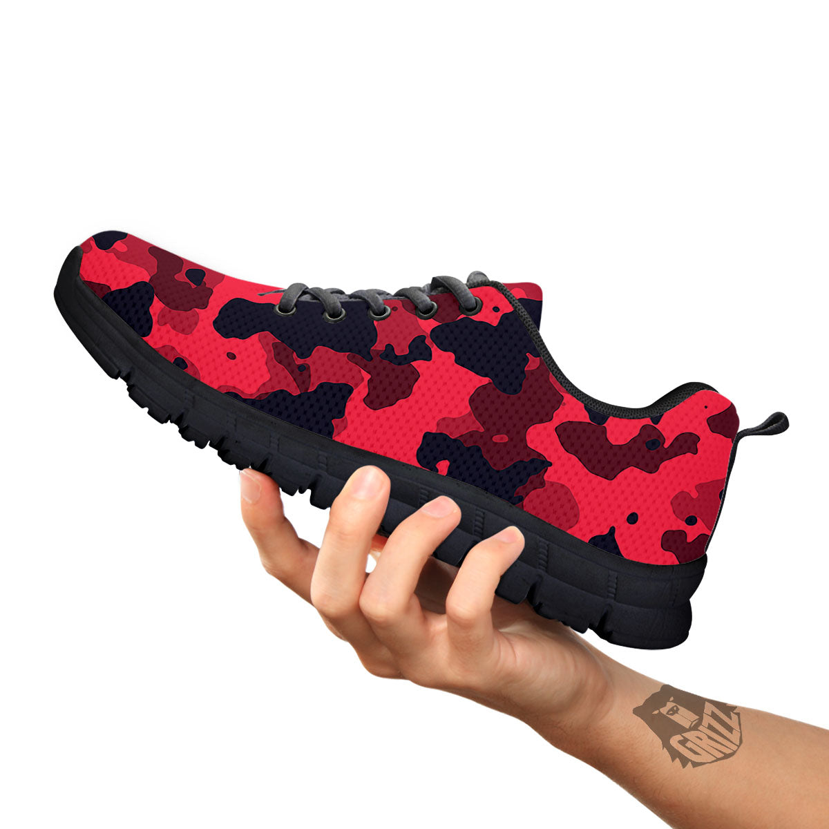 Camouflage Black And Red Print Black Sneaker-grizzshop