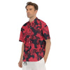 Camouflage Black And Red Print Men's Short Sleeve Shirts-grizzshop