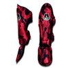 Camouflage Black And Red Print Muay Thai Shin Guards-grizzshop