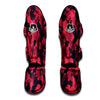 Camouflage Black And Red Print Muay Thai Shin Guards-grizzshop