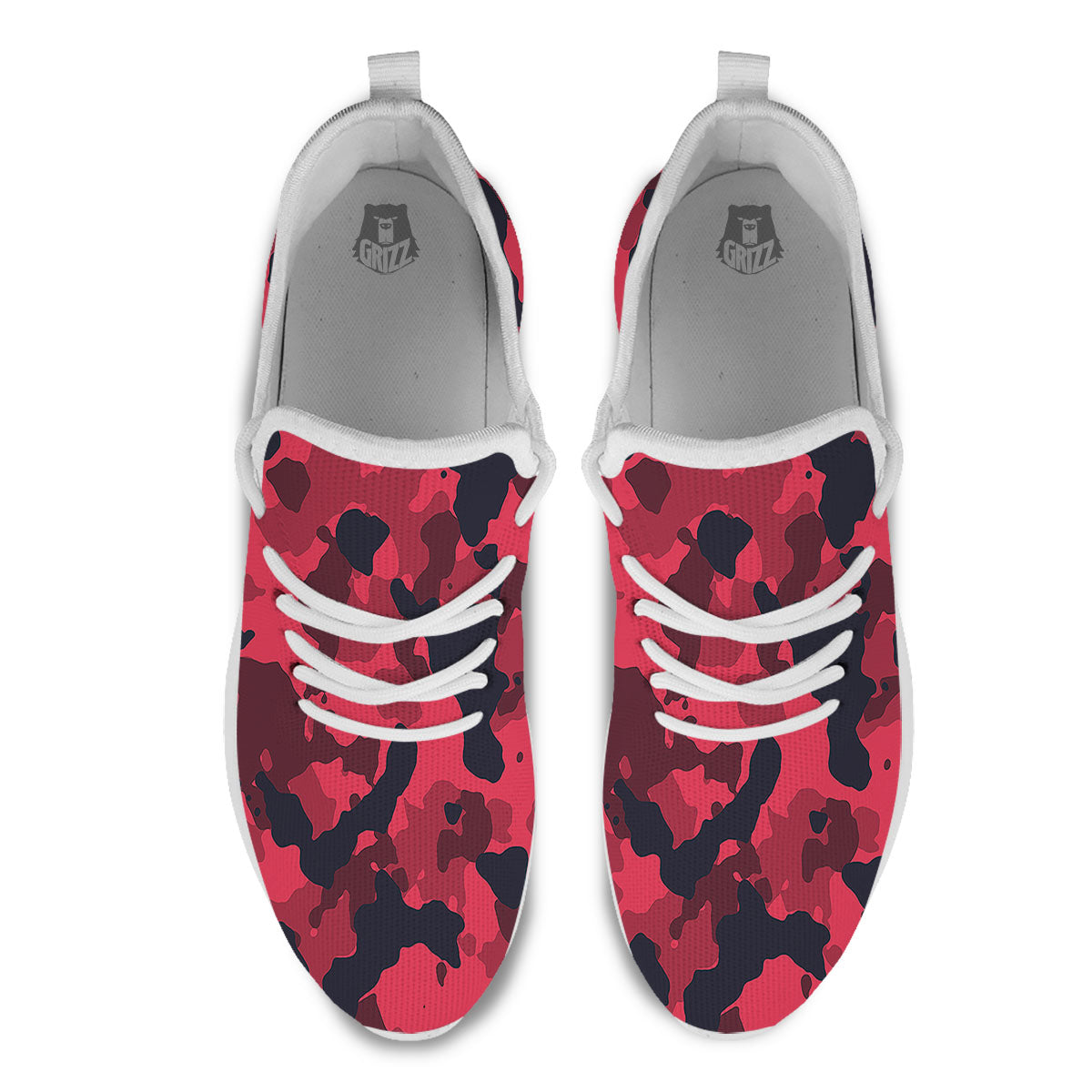 Camouflage Black And Red Print White Athletic Shoes-grizzshop