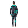 Camouflage Black And Teal Print Men's Pajamas-grizzshop