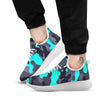 Camouflage Black And Teal Print White Athletic Shoes-grizzshop