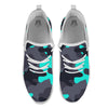 Camouflage Black And Teal Print White Athletic Shoes-grizzshop